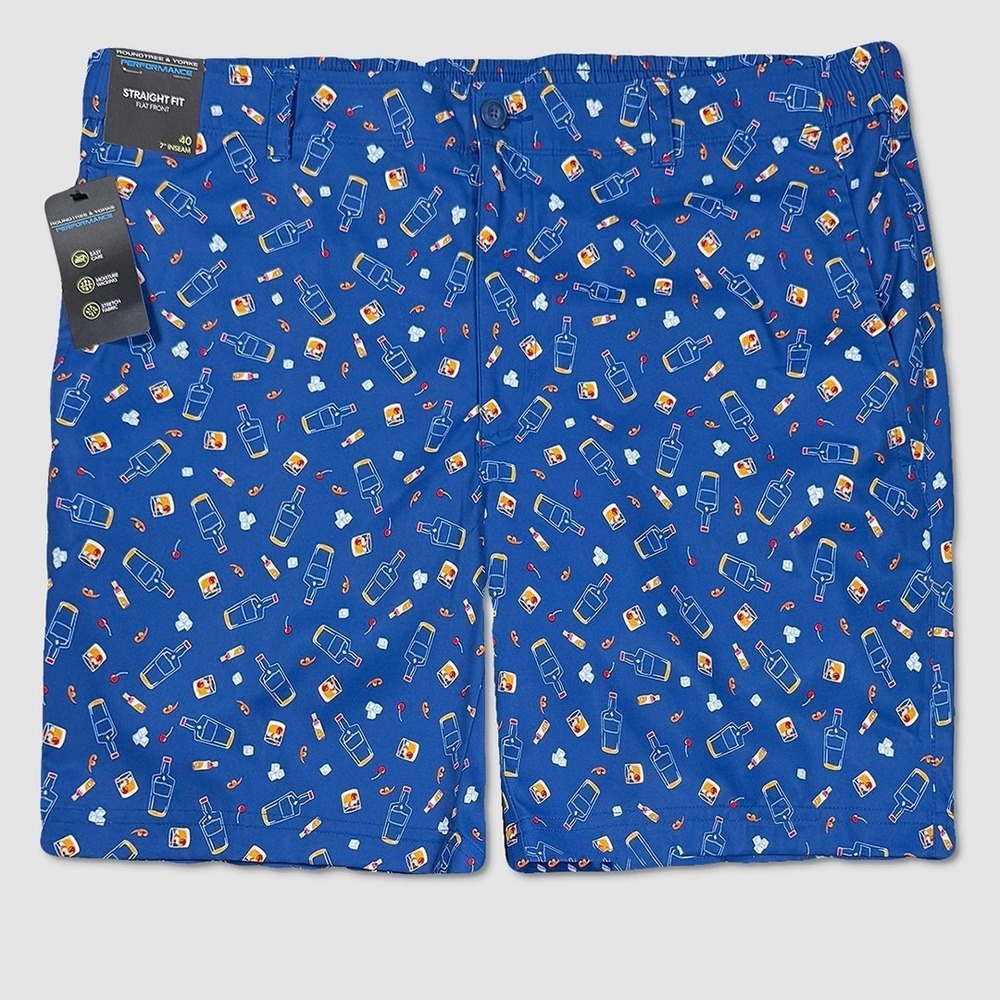 Roundtree & Yorke 7" Performance Shorts - NWT Mens 40 Blue / Multi - #49516-K2